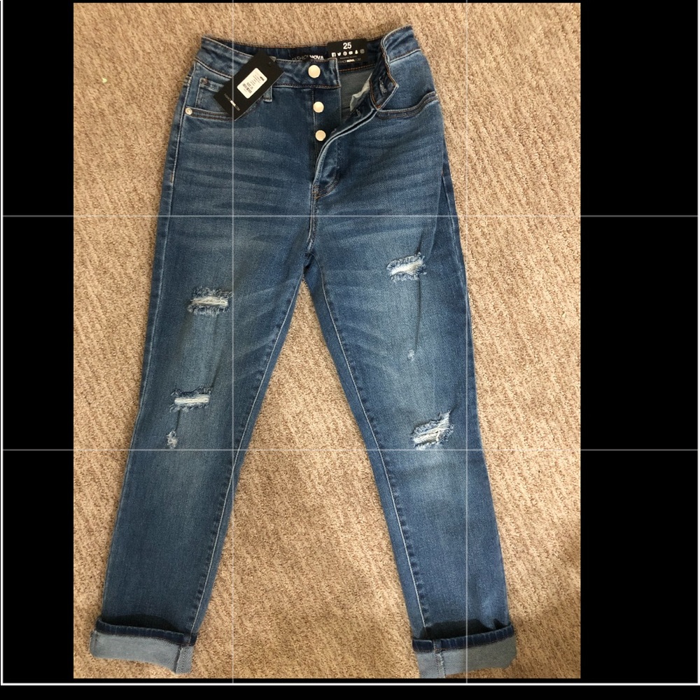 So Essential Distressed Mom Jeans - Dark Wash